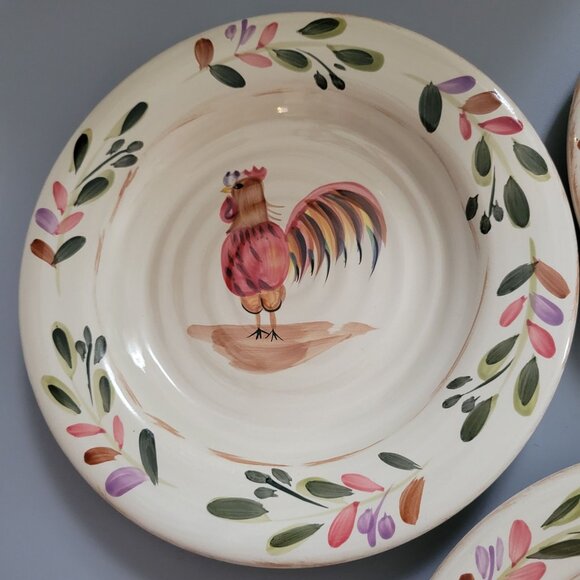 Home Set Of 3 Hand-Painted Rooster Plates - Picture 9 of 10